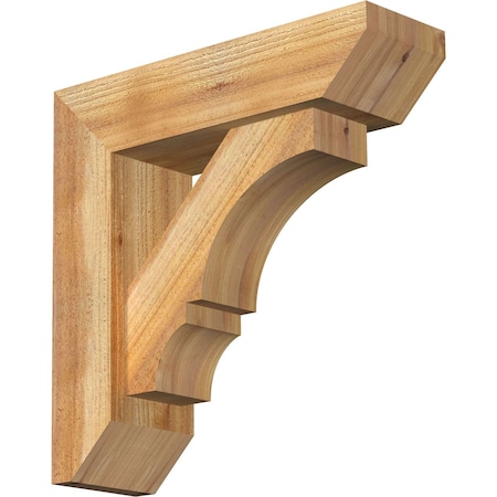 Balboa Slat Rough Sawn Bracket W/ Offset Brace, Western Red Cedar, 6W X 20D X 20H